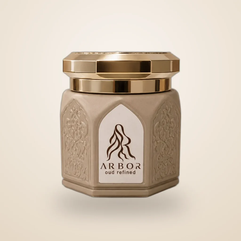 ARBOR Natural Oud A7 jar with gold octagonal lid